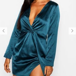 Boohoo satin twist dress.